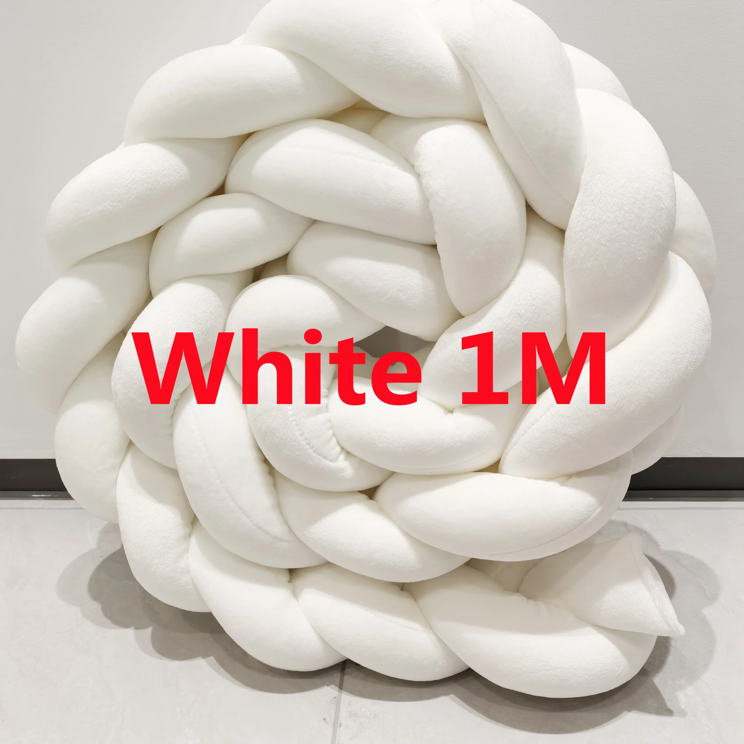 Coussin tressé en peluche bébé parechocs lit berceau coussin décoration chambre anticollision 1m2m3m Blanc