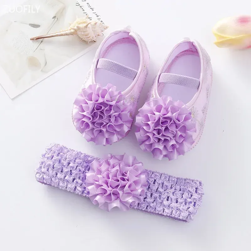 Chaussures bébé fille printemps dentelle fleurs bande élastique semelle souple antiglissante pour premiers pas