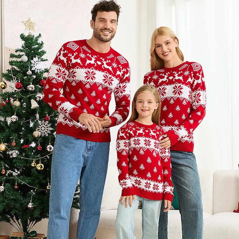 Pull parentenfant Noel 2025 correspondant famille hiver dessin animé