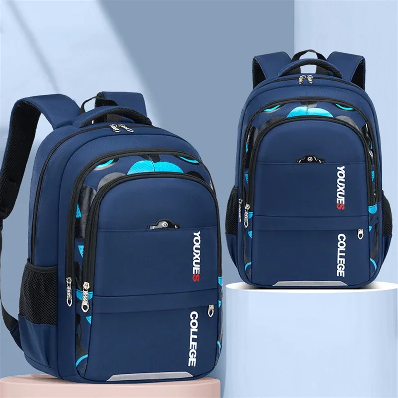 Sac à dos étudiant imperméable bleu marine pour collège lycée
