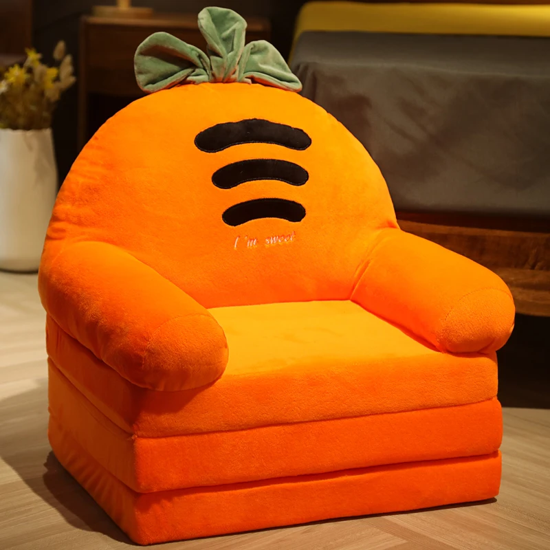 Chaise enfant carrotte peluchée douce avec message 'I'm sweet' pour chambre d'enfant mobilier éveil jeu