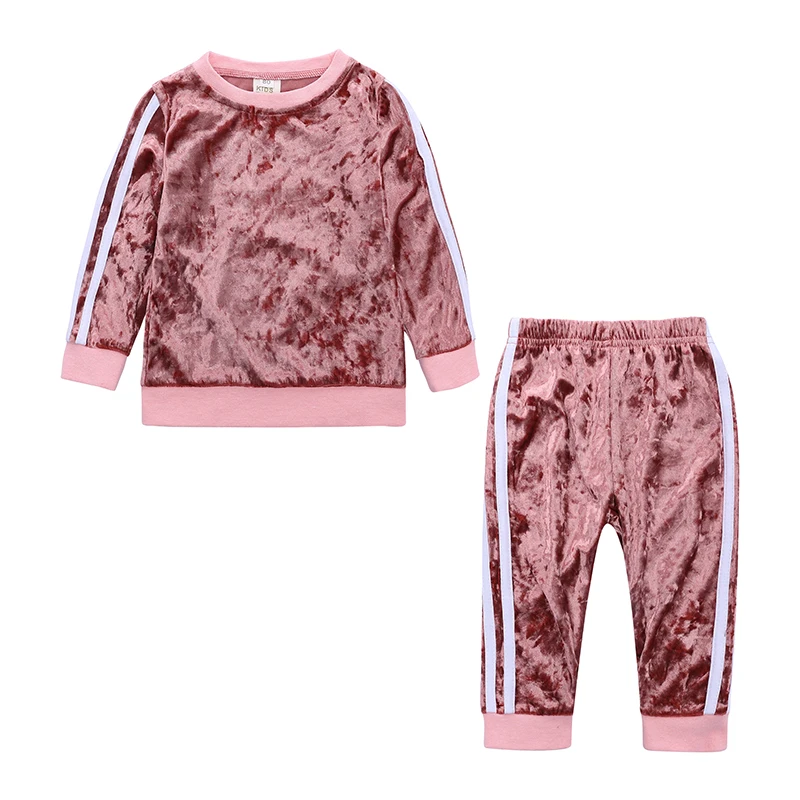 Ensemble bébé filles garçons velours doré manches longues confortable