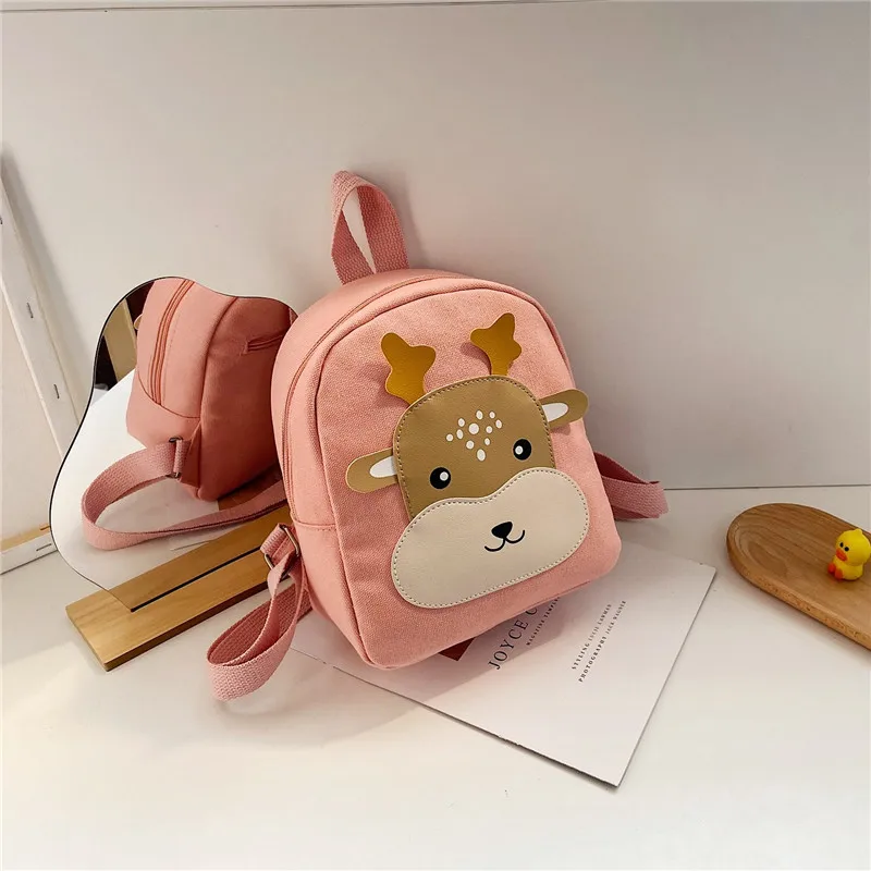 Sac à dos enfant léger motif cerf rose pastel sac d'école maternelle accessoire bébé école maternelle
