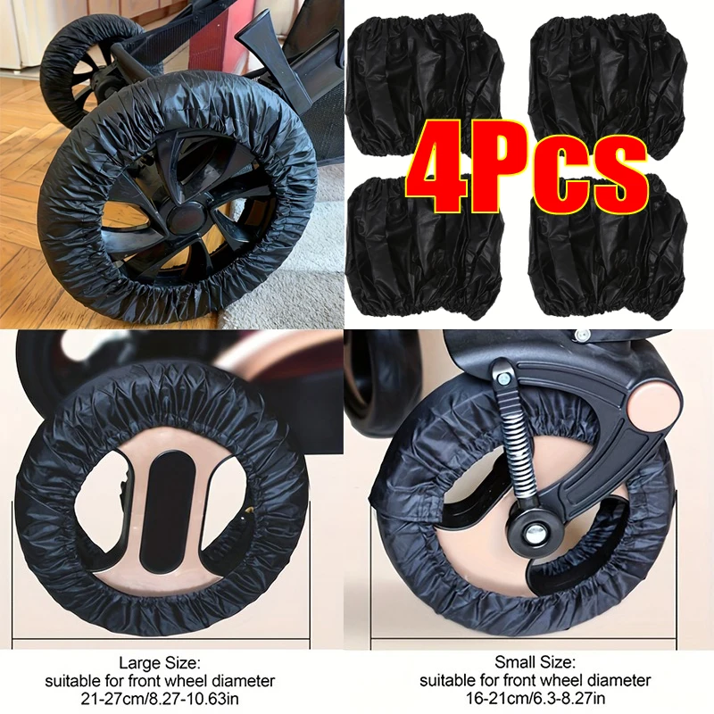 Housse de roue de poussette antipoussière 4 pièces protection pneu landau bébé étui antisalissure accessoire d