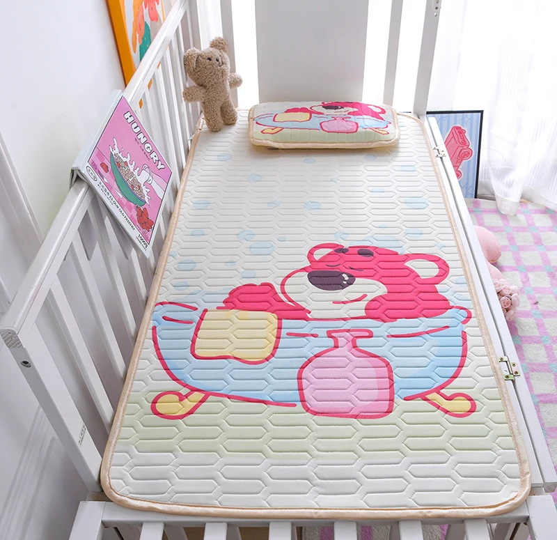 Matelas doudou pour lit bébé housse tissu doux motifs ours en baignoire 60x120cm lavable en machine 2 pièces