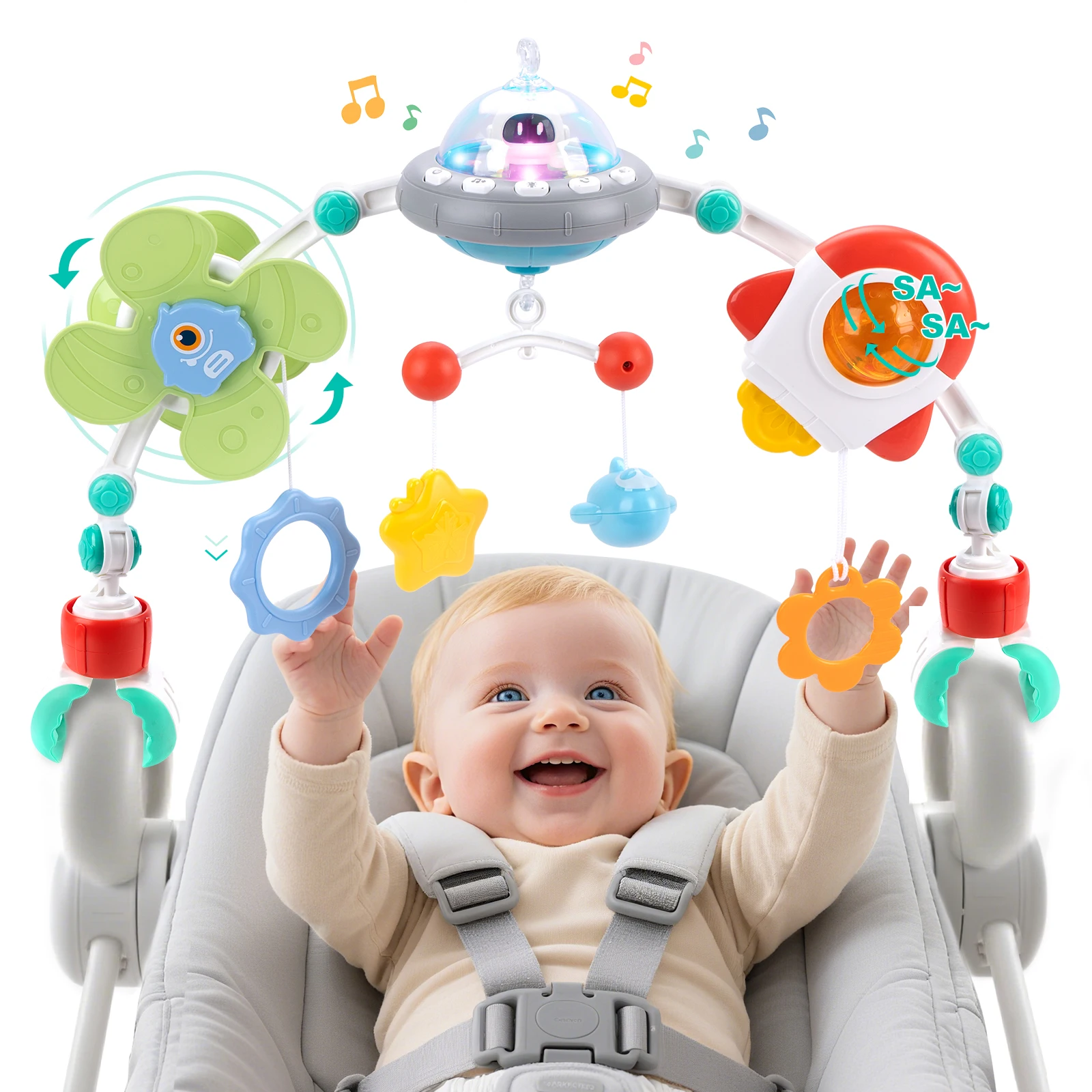 Arc de poussette musical pour bébé jouet de berceau développement sensoriel motricité fine jouets pour nouveau