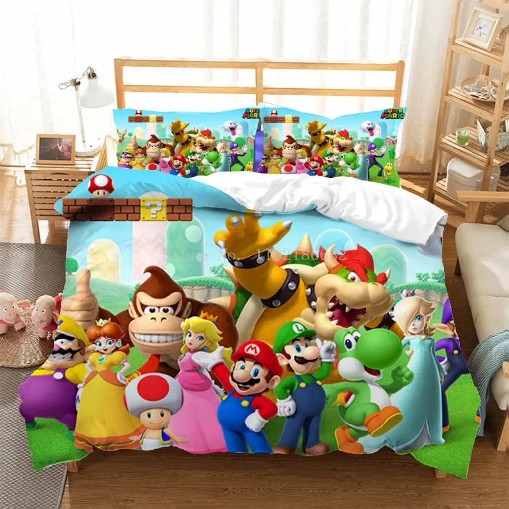 Super Mario Bros. literie enfant adulte couette taie oreiller princesse Peach personnages jeu vidéo chambre dé