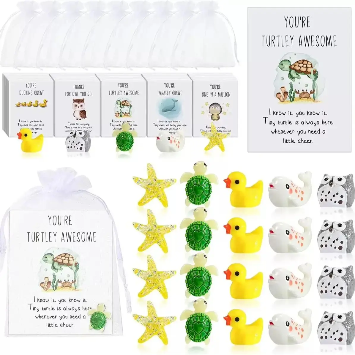 Ensembles cadeaux animaux inspirants 50 sets figurines résine cartes