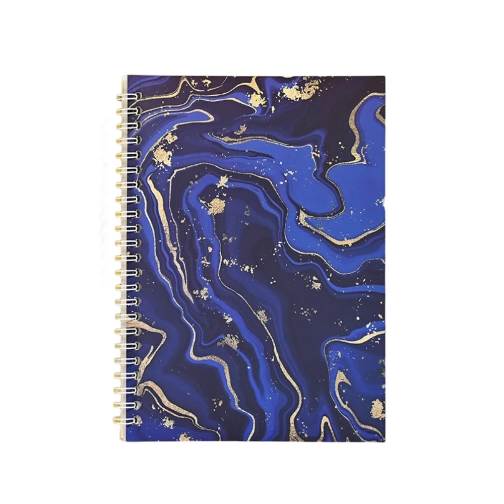 Cahier A5 spirale métal doré marbré or couverture bleu marine 32 pages cahier de notes élégant cahier artistiq