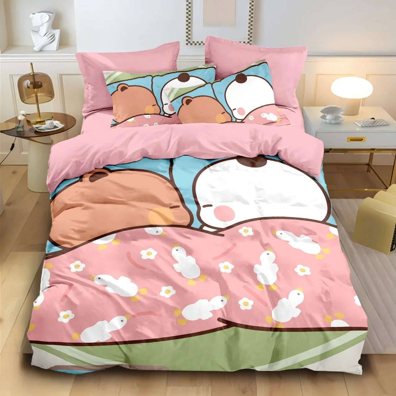 Housses de couette ours cartoon design lit enfant adolescents housse