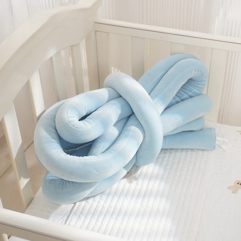 Tour de lit bébé protection antichute gardecorps doux en tissu bleu