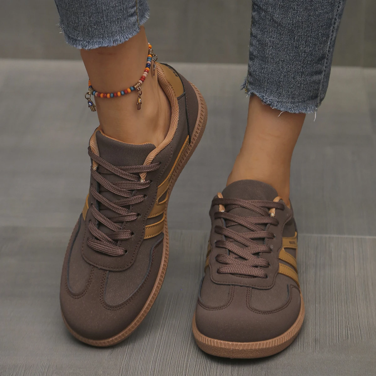 Chaussures Plates Confortables Femme Baskets Légères Souples Design Moderne Élégant Usage Quotidien Loisirs Sa