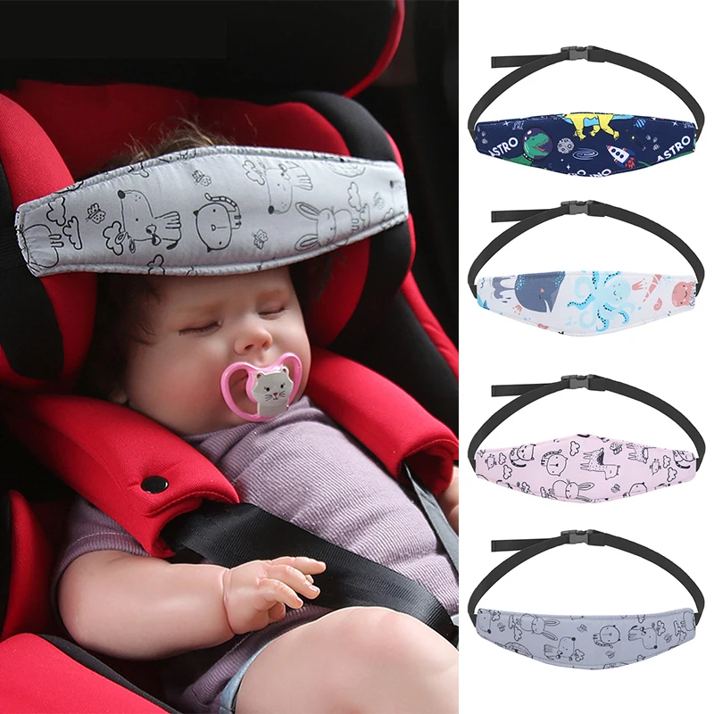 Support de tête siège voiture bébé ceinture fixation poussette parc réglable positionneur sommeil oreiller séc