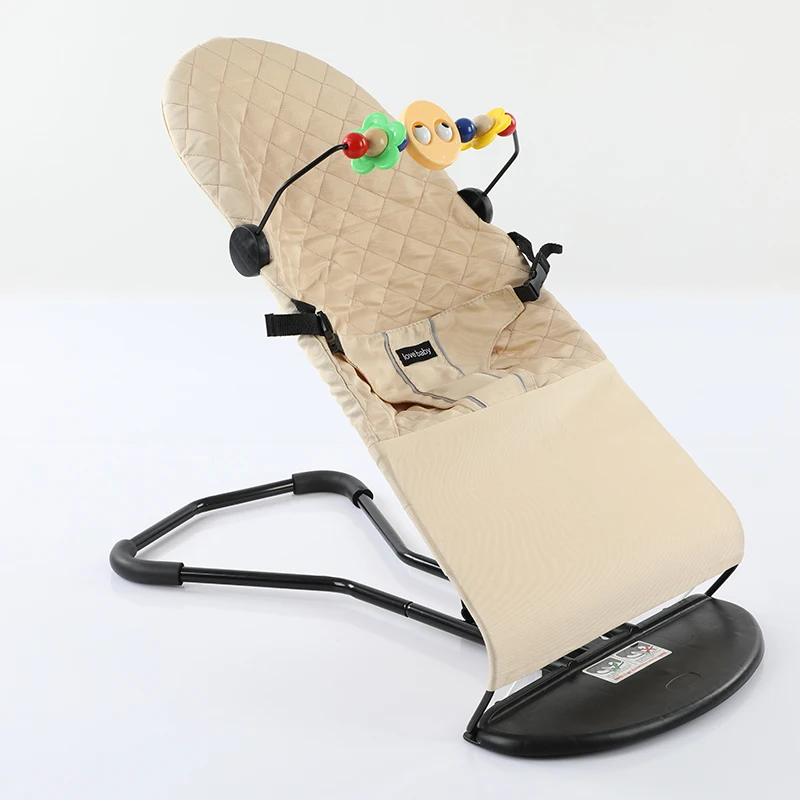 Chaise à bascule pliable pour bébé, avec jouets, siège videur réglable avec housse en tissu, chaise pivotante 