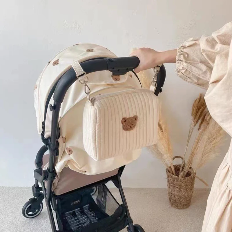 Poussette bébé avec sac assorti tissu doux motifs ours design moderne compacte portable urbain 安全 qualité prem