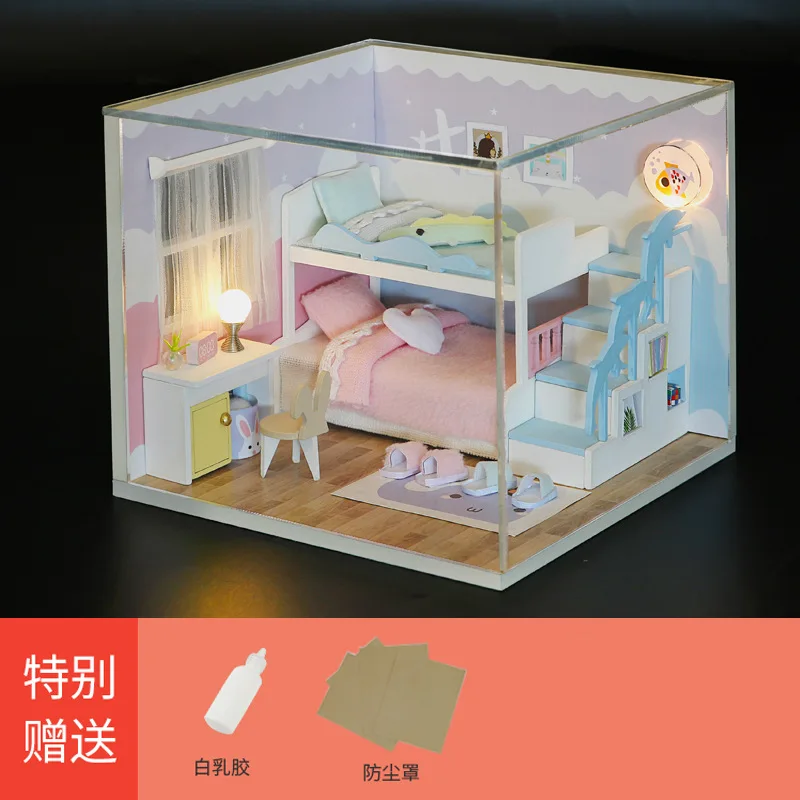 Kit maison bébé en bois DIY miniature mobilier puzzle 3D assemblage décoration chambre enfant cadeau original