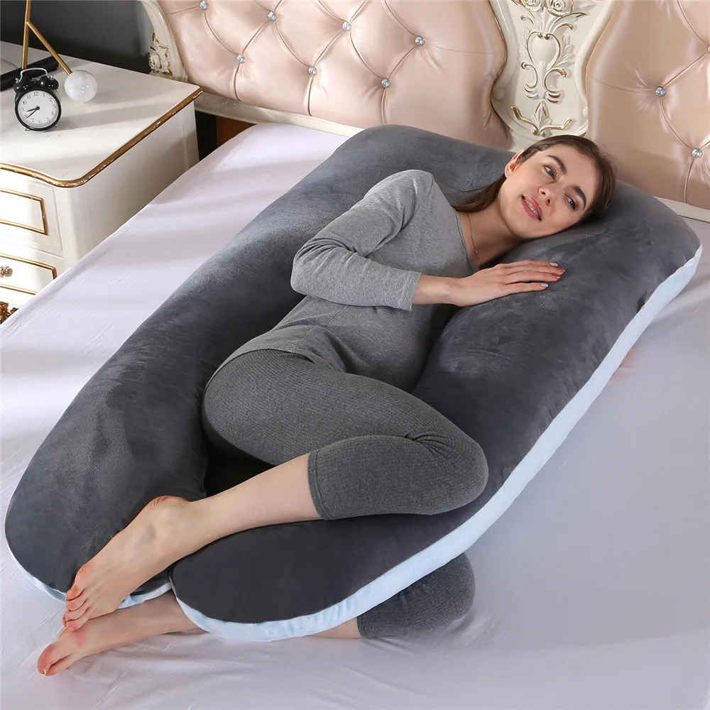 Oreiller d'allaitement pour femmes enceintes coussin de soutien ergonomique matelas en U en polyester fibre gr