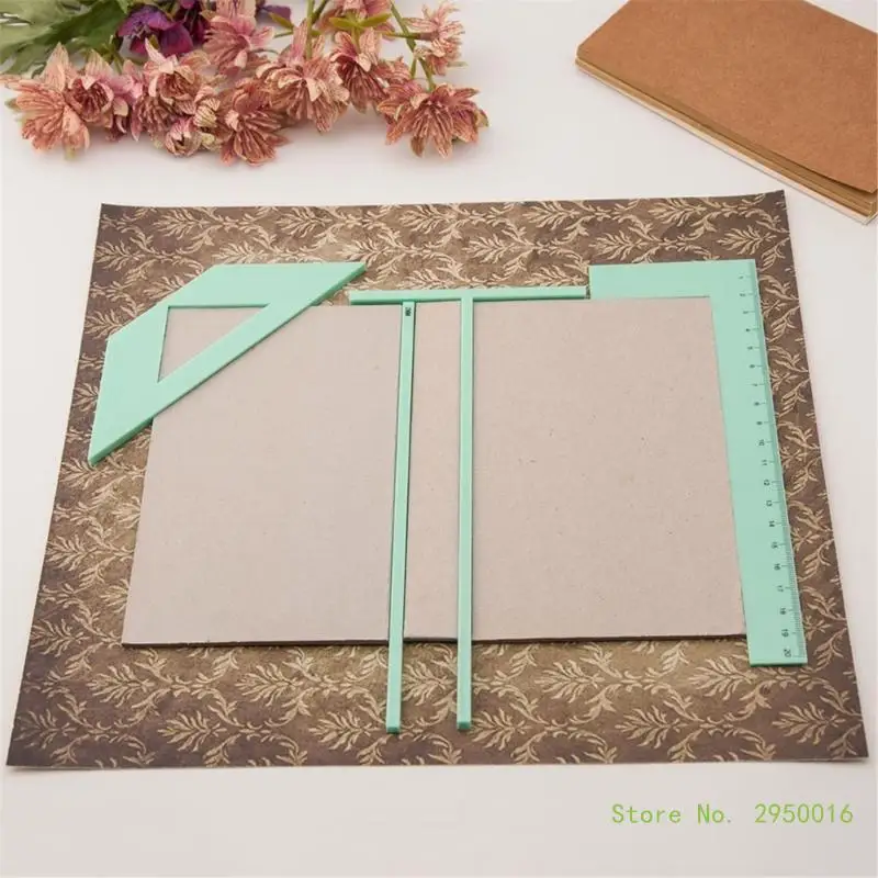 Ensemble de règles et gabarits pour scrapbooking coupe d'angle espacement lignes outil de papeterie profession