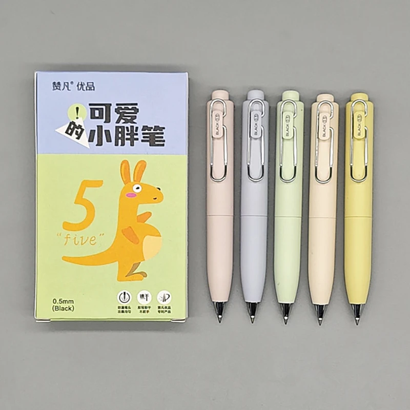 Set de 5 stylos à bille colorés design moderne marque LEE pointe 0.5mm encre noire idéal étudiants professionn