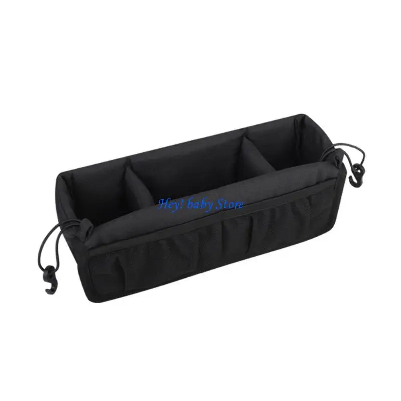Organisateur voiture bébé Hey! Baby Store noir 3 compartiments cordon serrage rangement sécurisé