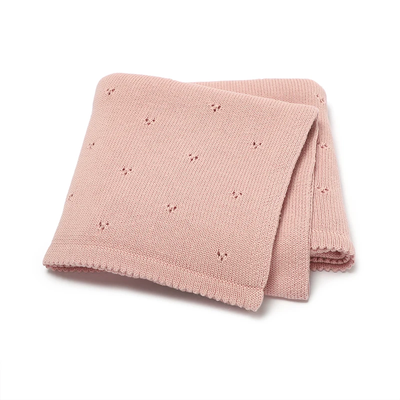 Couverture bébé en coton tricoté douce 90x70 cm pour poussette emmaillotage sac de nuit nouveauné fille et gar