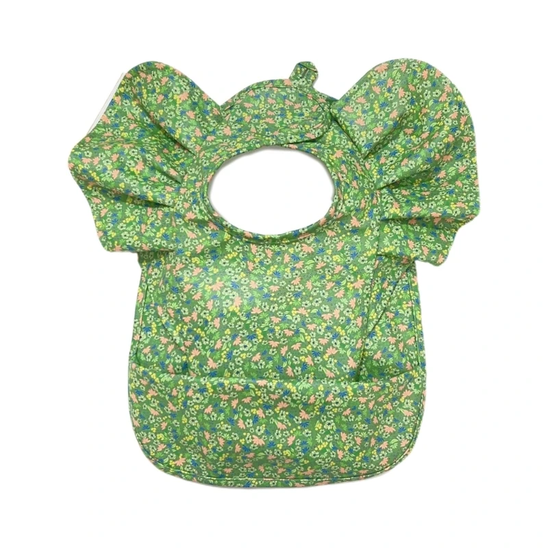 Bavoir en tissu floral pour bébé serviette de salive imperméable design floral vert et fleurs sans logo pour e