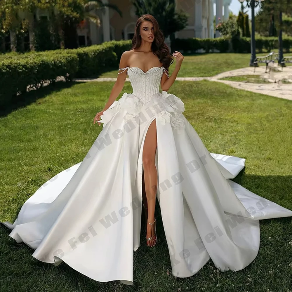 Robe de mariée princesse Vintage sans manches épaules dénudées style EXQUISITE personnalisable en satin polyes