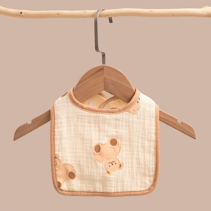 Bavoir en mousseline de coton pour bébé design ours en peluche doux et confortable idéal pour les nouveauxnés