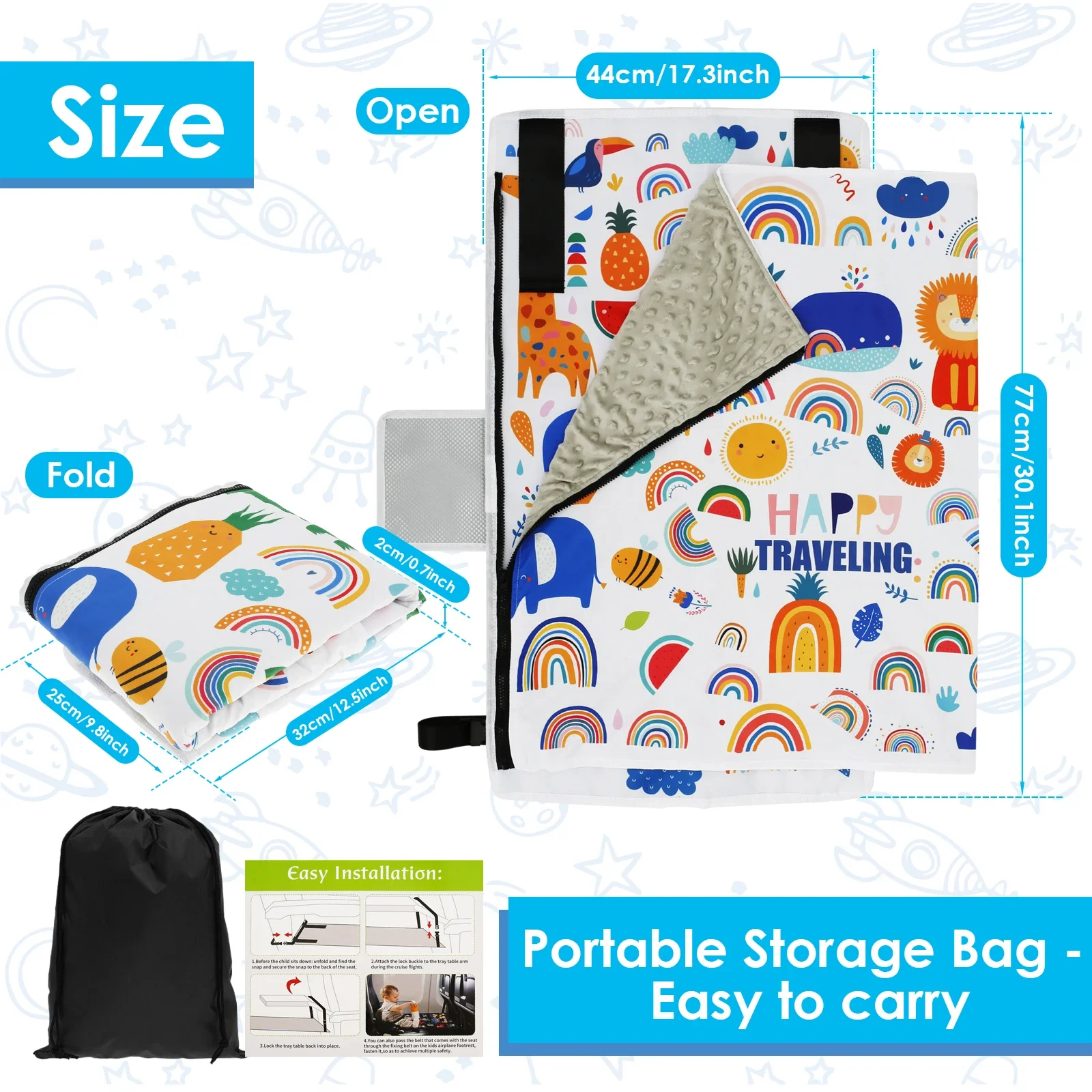 Lit de voyage portable pour enfant couverture imperméable design coloré motifs animaux tissu Oxford doux et co