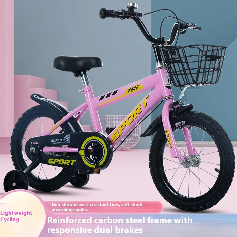 Vélo pour enfants Sport design moderne avec panier et stabilisateurs pour garçons et filles sécurité confort u