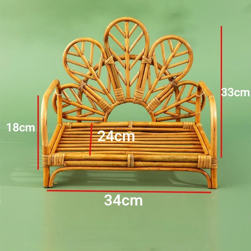 Chaise en bambou pour nouveauné accessoire photo lit panier rétro tapis de pose coussin de studio mobilier déc