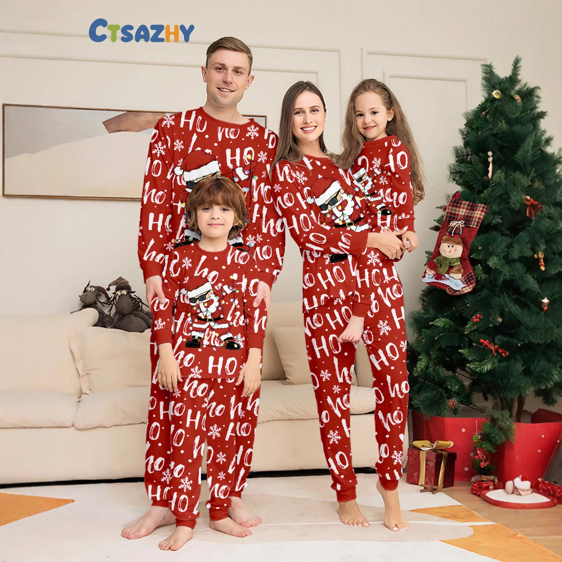 Tenue de Noël famille père mère fille bébé pyjamas 2 pièces vêtements de nuit bébé barboteuse style européen a