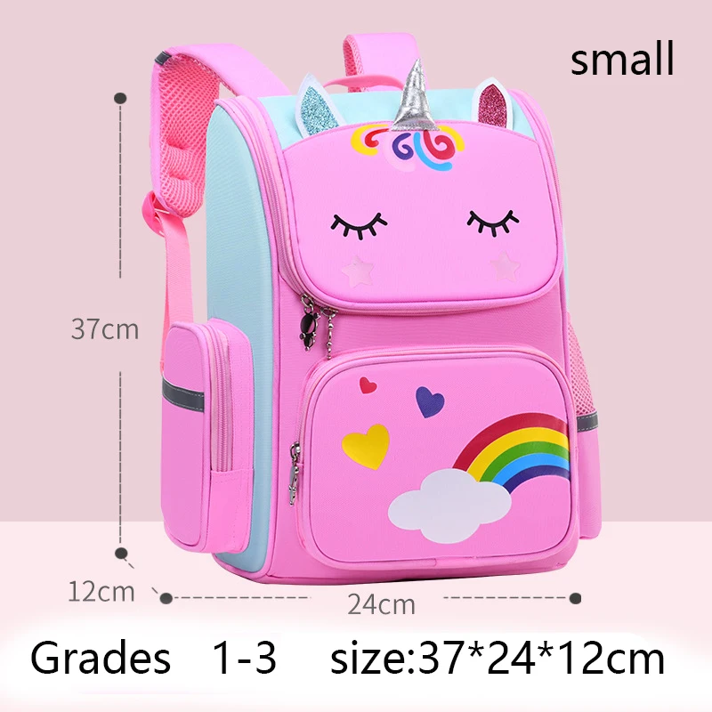 Sac à dos fille licorne design kawaii écolière 2035L rose vif motifs colorés poche bouteille confortable ajust