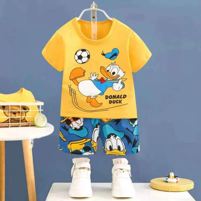 Ensemble tshirt et short Donald Duck coton doux confort bébé style décontracté 03 ans