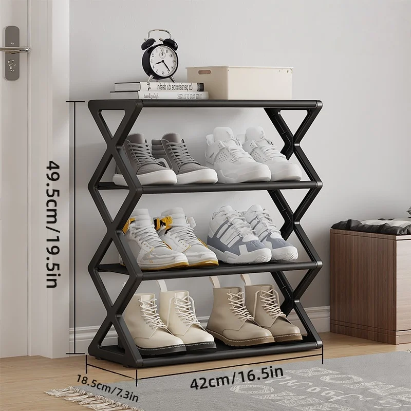 Organisateur de chaussures 4 niveaux étagère pliable gain de place rangement chaussures placard entrée chambre