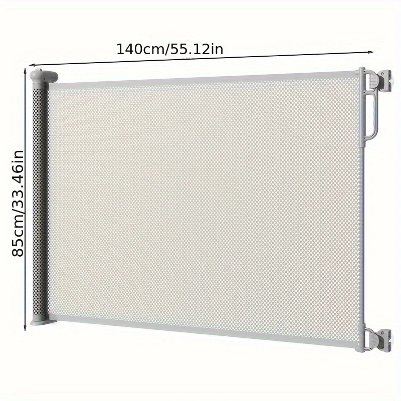 Barrière de sécurité intérieure rétractable pour bébés et animaux gardecorps en métal blanc avec filet 140cm x