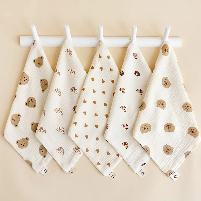Ensemble de serviettes pour bébé en mousseline de coton 5 pièces serviettes de visage bavoirs mouchoirs linget