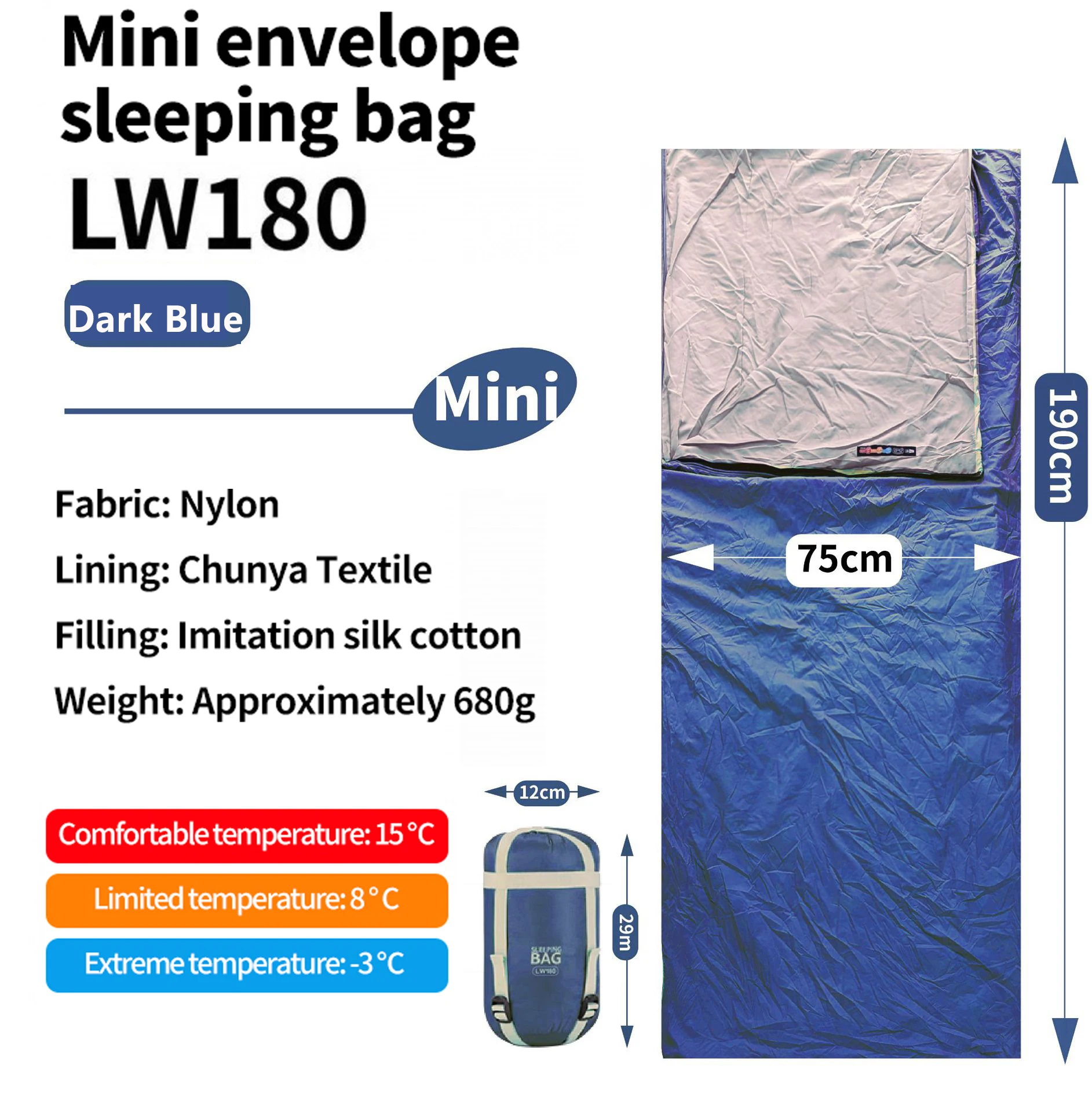 Sac de couchage ultraléger compact pour adulte camping et randonnée portable étanche isolation en coton sommei