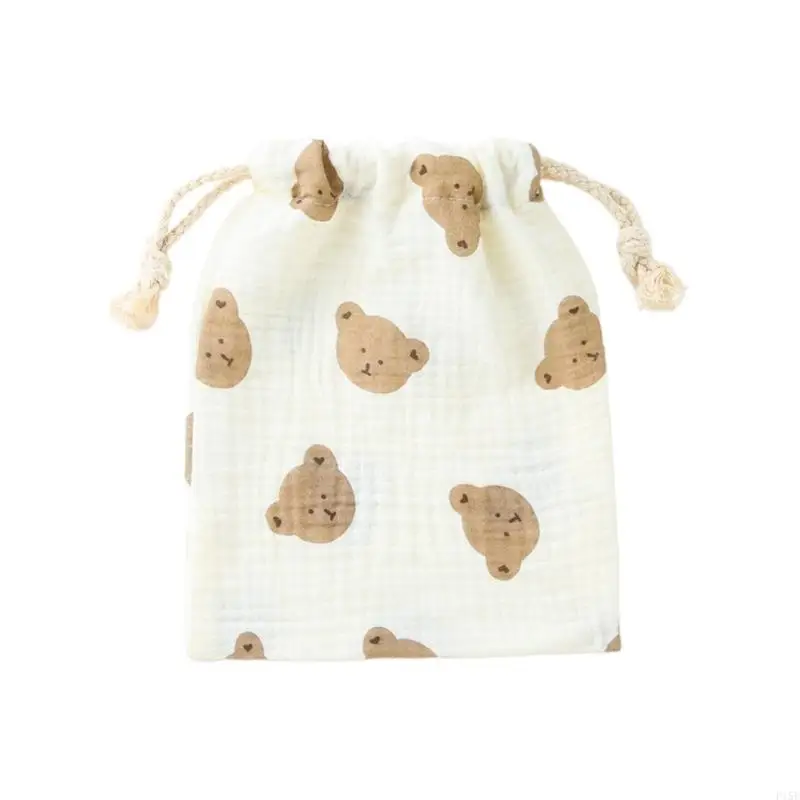 Sac à langer en tissu doux pour bébé rangement portable design ours mignon idéal pour transporter couches et a