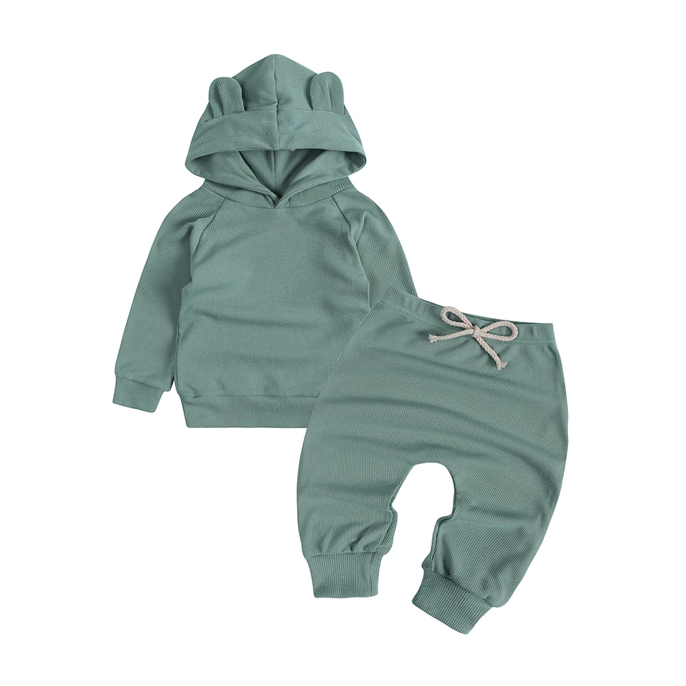 Ensemble bébé 2025 automne nouveauné unisexe hoodie pantalon coton oreilles capuche tenue décontractée fille g