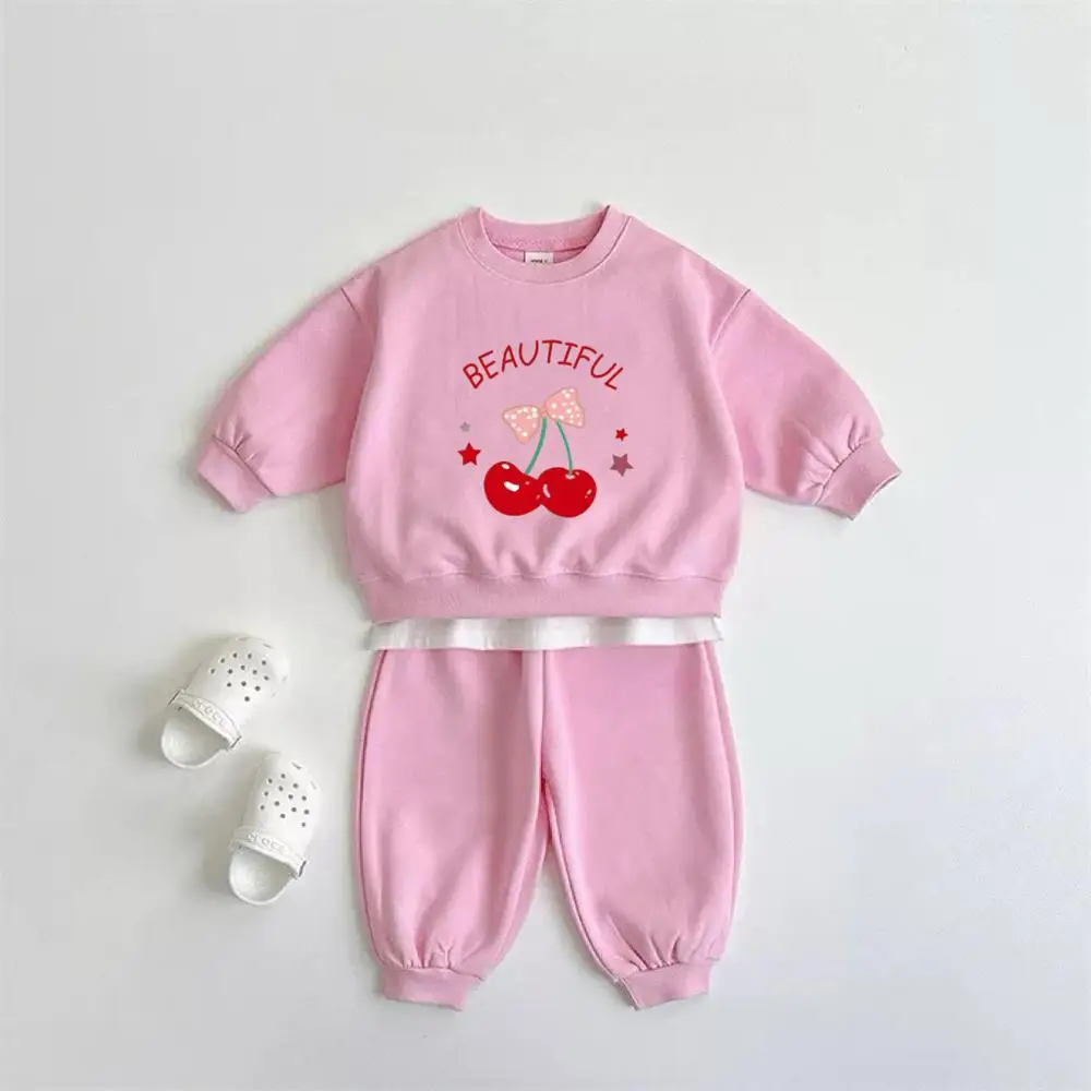 Ensemble bébé fille rose pâle sweatshirt et pantalon style cute printemps automne 06 mois doux et confortable 