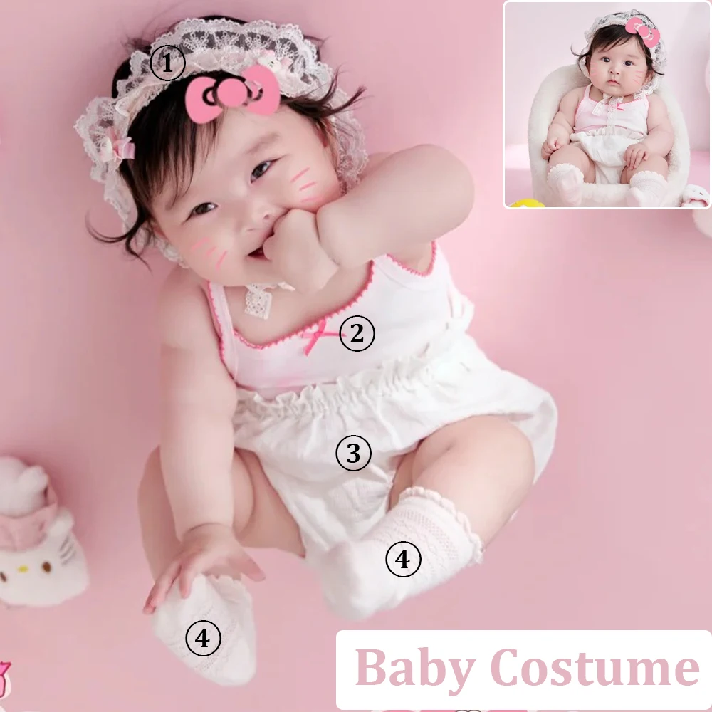 Costume photo bébé fille 34 mois thème dessin animé rose mignon kit vêtements et accessoires artistiques poupé