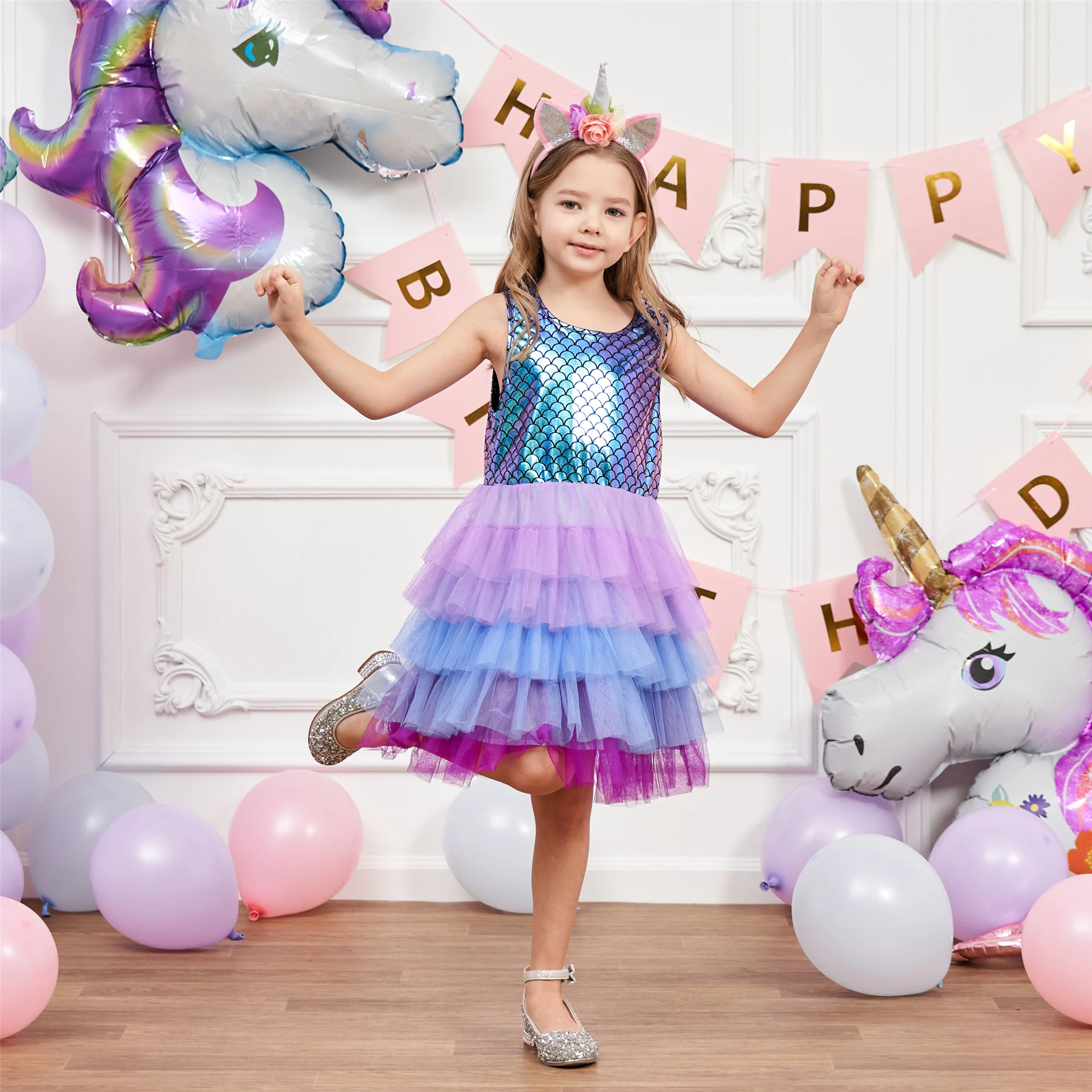 Robe princesse dentelle fille printemps été SH1688 purple 46 ans mode polyester