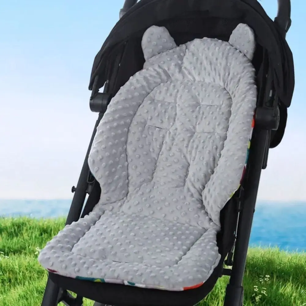 Coussin de poussette en coton multifonctionnel doux lavable oreilles en relief matelas de chariot bébé tapis d