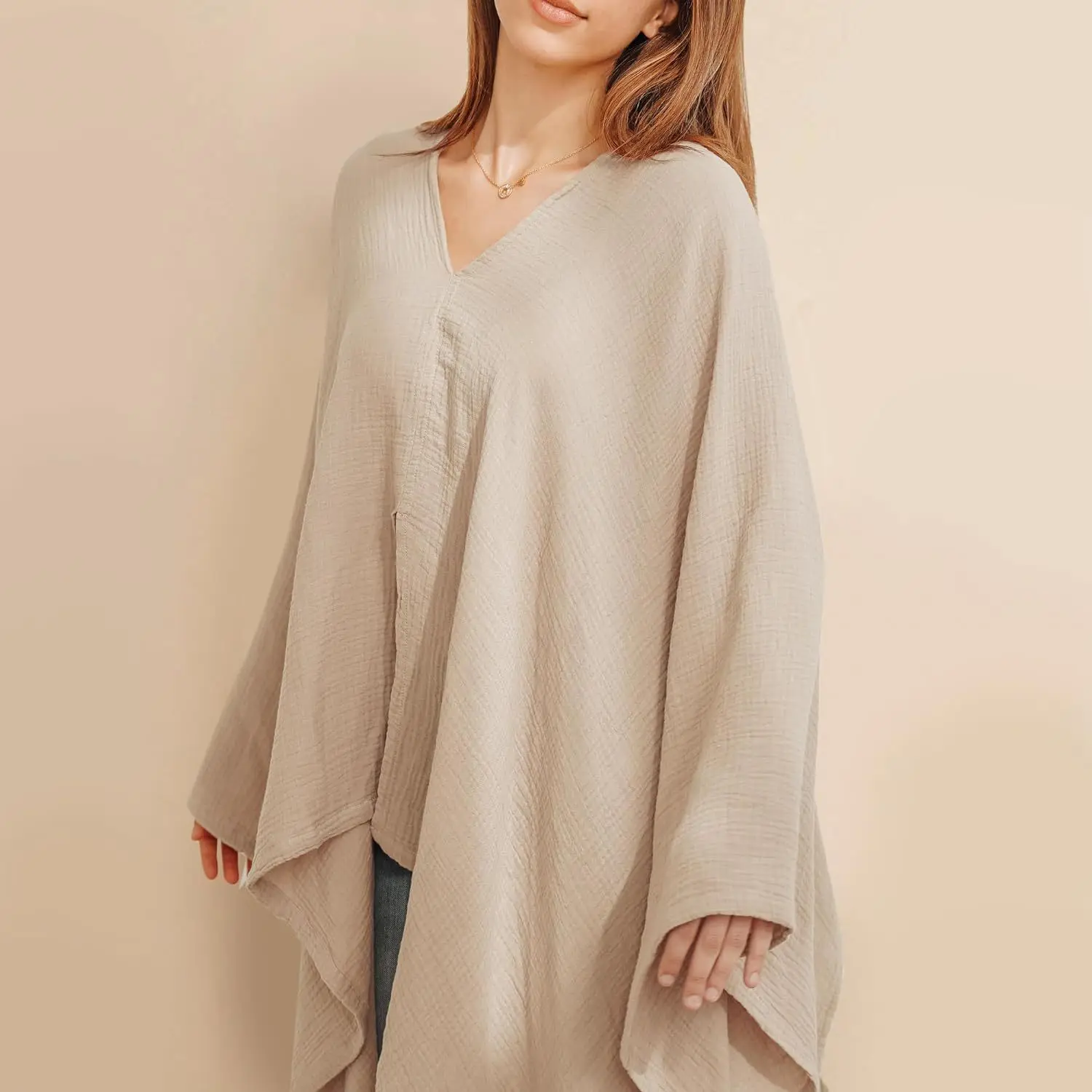 Couverture d'Allaitement Respirante pour Bébé Tablier Maternité 100% Coton Khaki