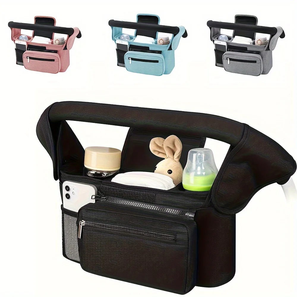 Organisateur poussette bébé poches multiples matériau doux téléphone portable compartiment biberon accessoires