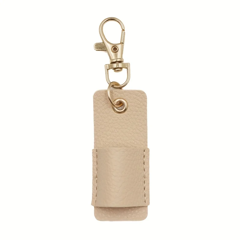 Porteclés en cuir beige élégant clip doré organisation clés accessoire