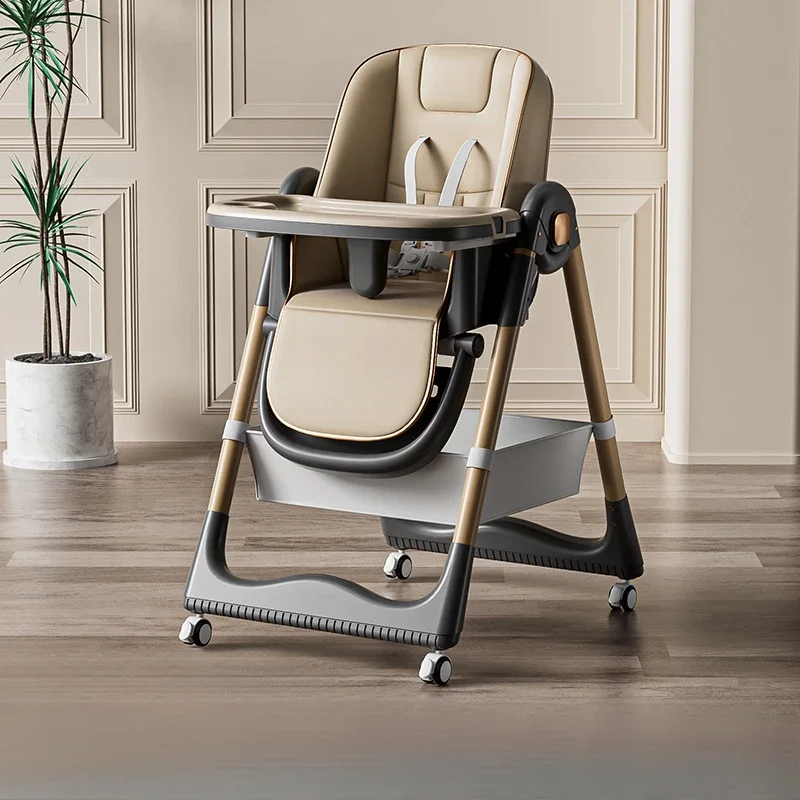 Chaise haute bébé multifonctionnelle ergonomique réglable avec plateau amovible et sangles de sécurité design 