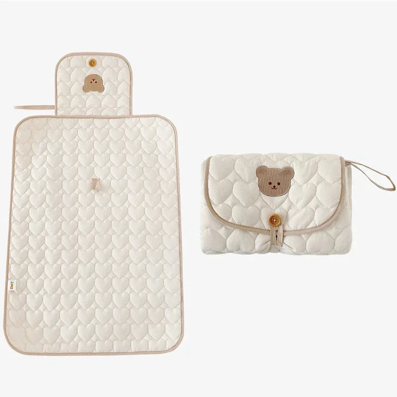 Matelas à langer portable pour sac à couches bébé tapis de change pliable imperméable coucheculotte doux et sé