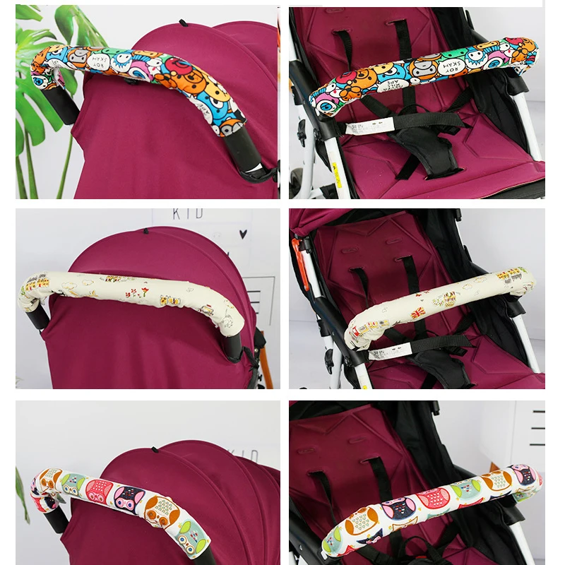 Coussin de barre de poussette en coton rembourré design animé confort bébé sécurité accessoire poussette